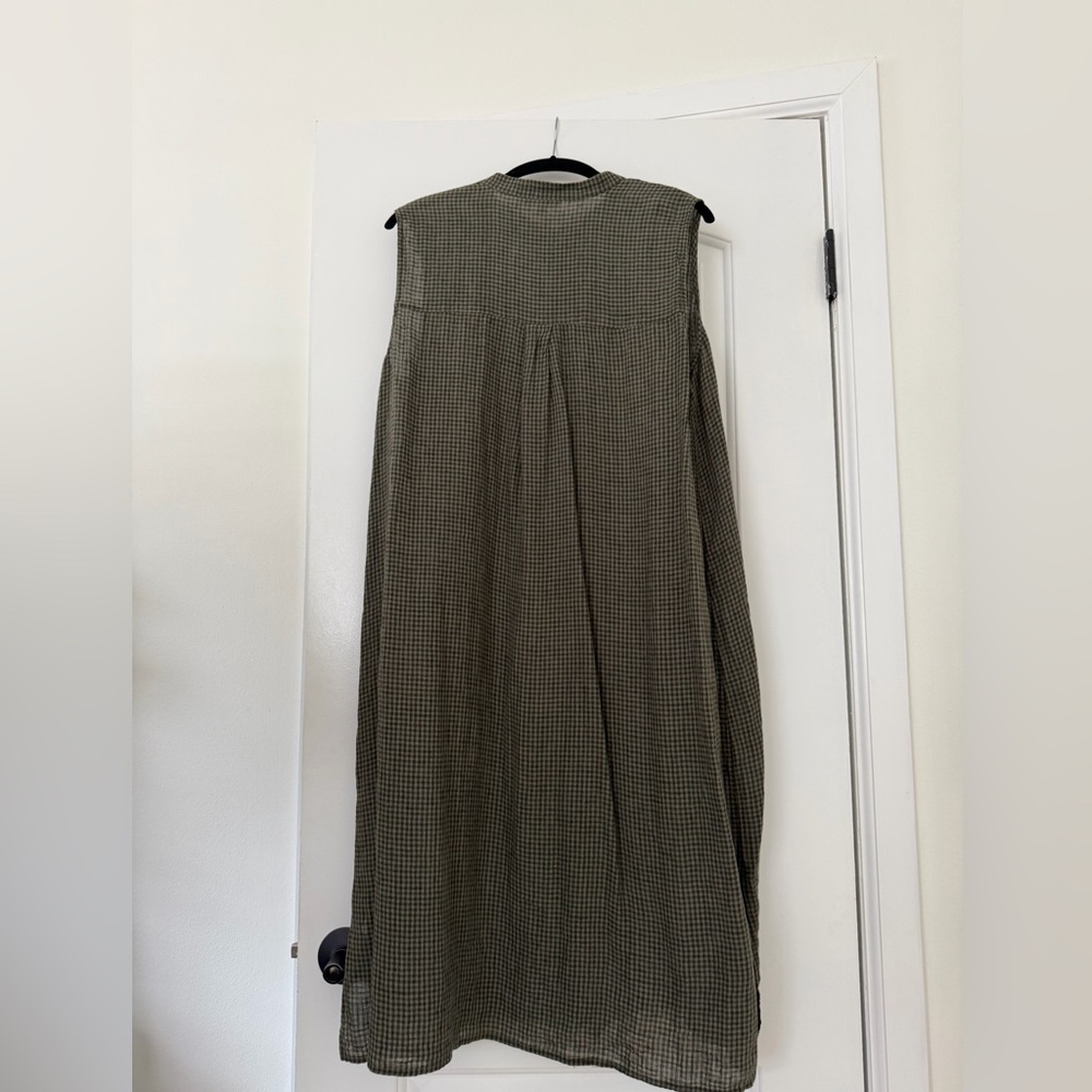 Eileen Fisher Linen Sleeveless Checkered Maxi Dress - Picture 3 of 6